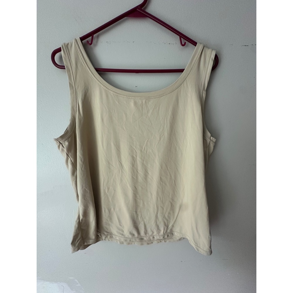 Nygard Collection Womens Beige Scoop Neck Tank Top Sleeveless Nylon Spandex L